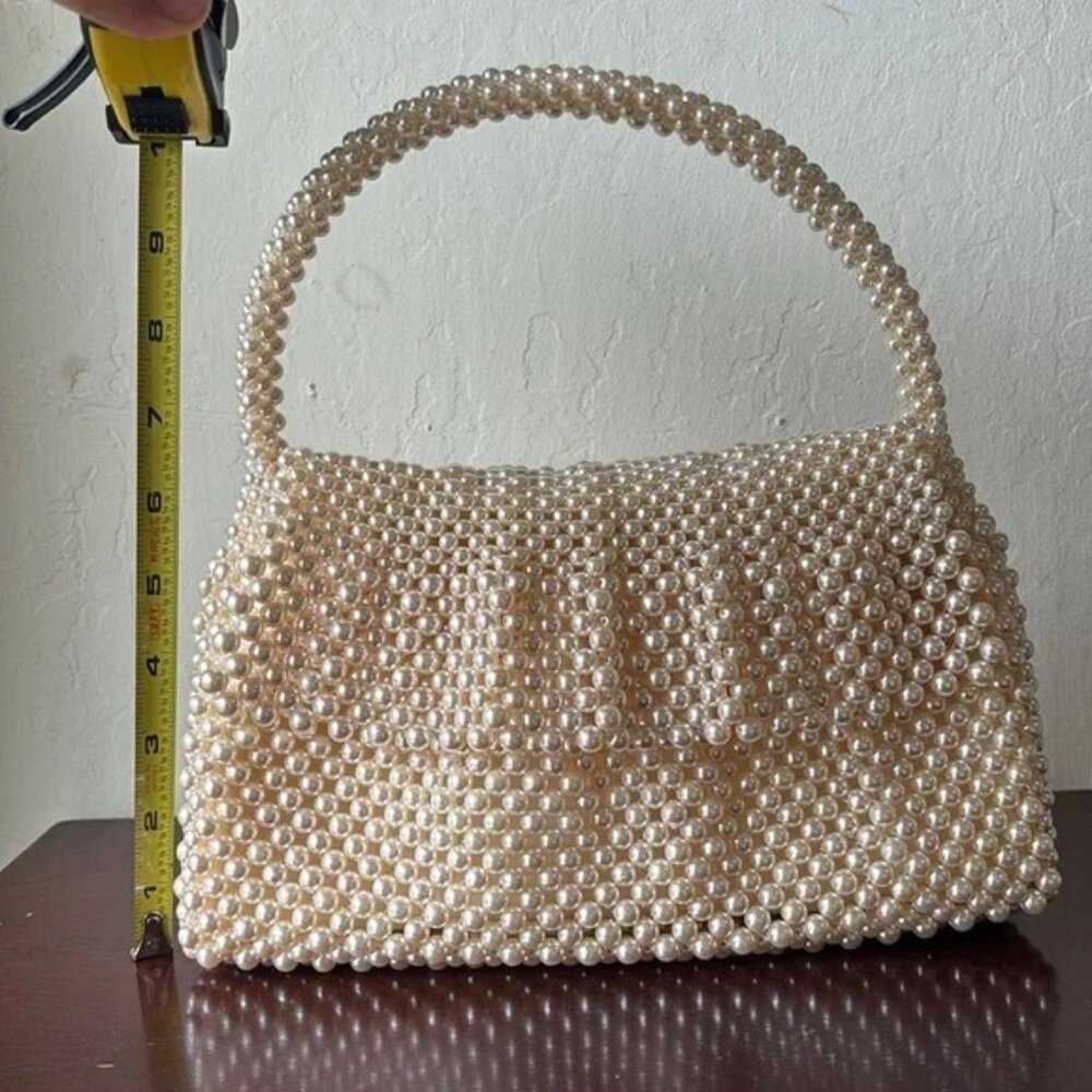 Vintage Wedding Bridal Handmade Pearl Beaded Purse Bag - Picture 7 of 9